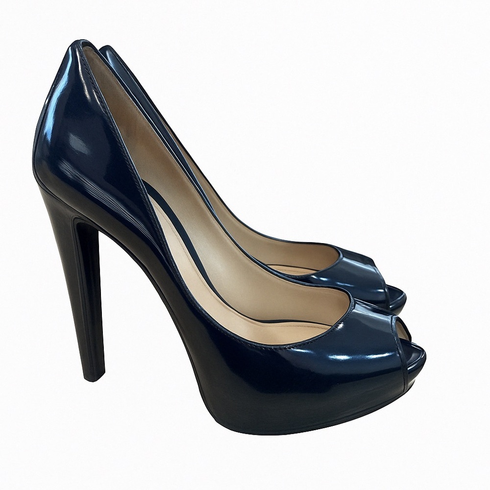 Guess Navy Peep-Toe Stiletto Heels